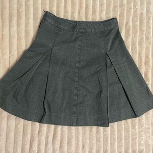 Gray Women's Denim Pleated Skirt